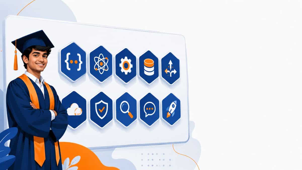 Skills learned in a full stack developer course in Madurai shown as a skill board